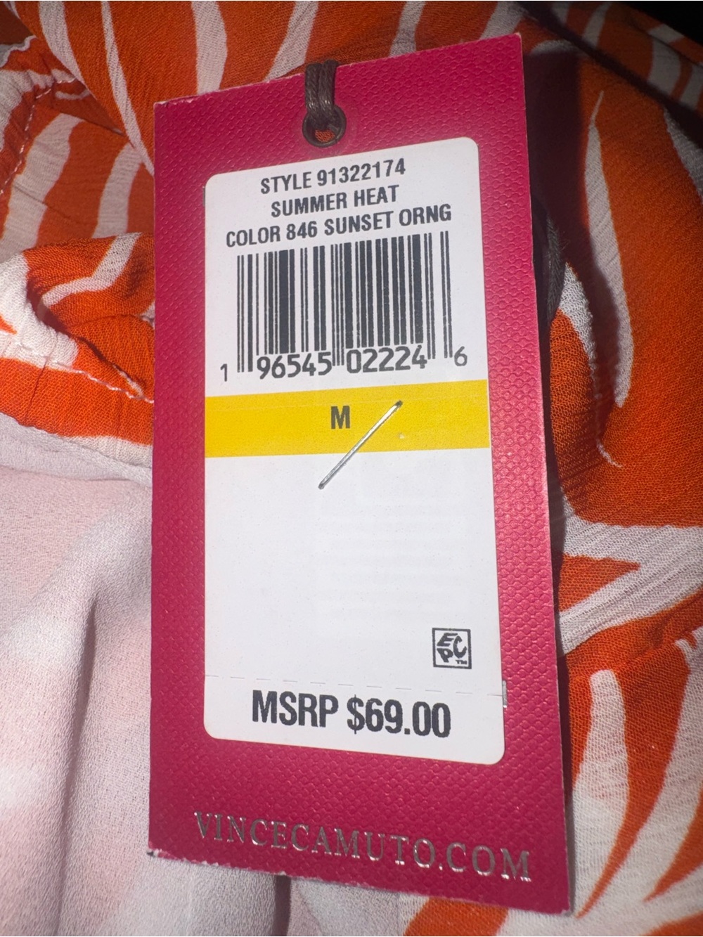 NWT Vince Camuto Sunset Orange Zebra Stripe Halter Top size Med - Picture 4 of 8
